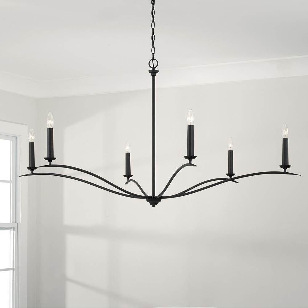Capital Lighting Grady 57''w X 29.25''h 6-light Elongated Chandelier In Black Iron