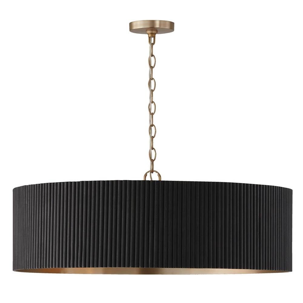 Capital Lighting 450741KR Black Stain,Matte Brass 30.75''w X 11.25''h 4-light Chandelier In Matte Brass And Handcrafted Mango Wood In Black Stain Image 1