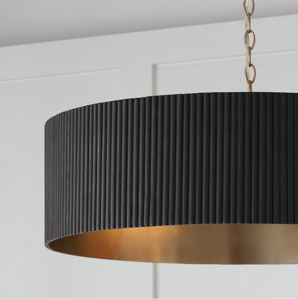 Capital Lighting 450741KR Black Stain,Matte Brass 30.75''w X 11.25''h 4-light Chandelier In Matte Brass And Handcrafted Mango Wood In Black Stain Image 3