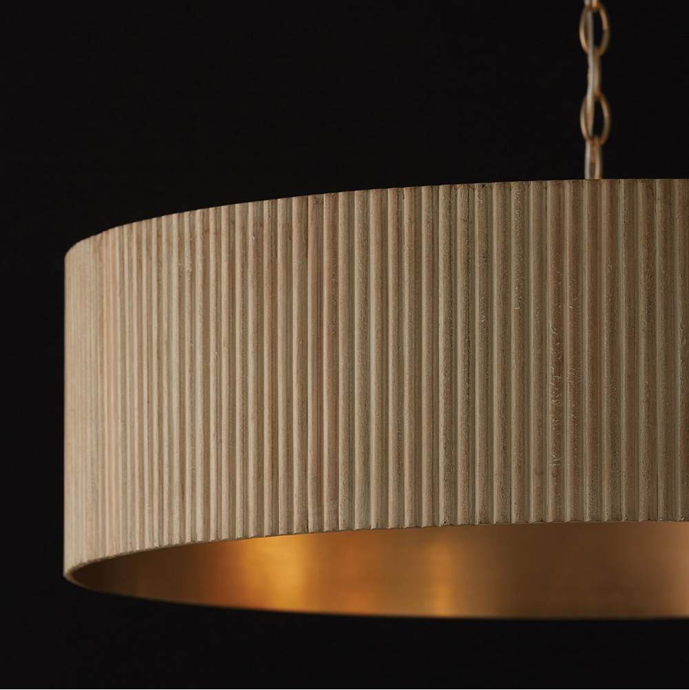 Capital Lighting 450741WS White Wash,Matte Brass 30.75''w X 11.25''h 4-light Chandelier In Matte Brass And Handcrafted Mango Wood In White Wash Image 4
