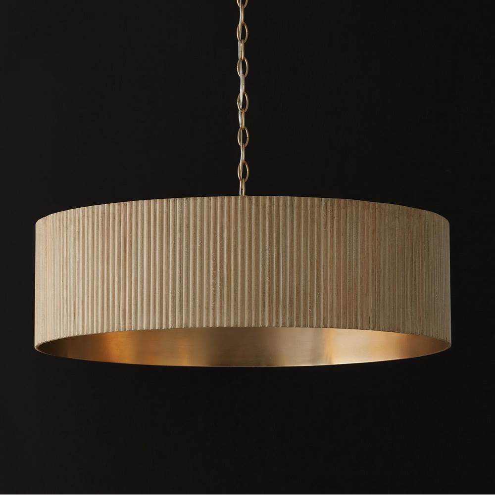 Capital Lighting 450741WS White Wash,Matte Brass 30.75''w X 11.25''h 4-light Chandelier In Matte Brass And Handcrafted Mango Wood In White Wash Image 3