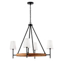 Capital Lighting 450841WK-709 Light Wood,Matte Black 35''w X 29''h 4-light Chandelier In Matte Black And Mango Wood With Removable White Fabric Shades Image 1
