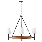 Capital Lighting 450841WK-709 Light Wood,Matte Black 35''w X 29''h 4-light Chandelier In Matte Black And Mango Wood With Removable White Fabric Shades Image 3