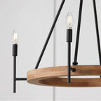 Capital Lighting 450841WK-709 Light Wood,Matte Black 35''w X 29''h 4-light Chandelier In Matte Black And Mango Wood With Removable White Fabric Shades Image 5