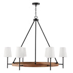 Capital Lighting 450861WK-709 Light Wood,Matte Black 42''w X 35''h 6-light Chandelier In Matte Black And Mango Wood With Removable White Fabric Shades Image 3