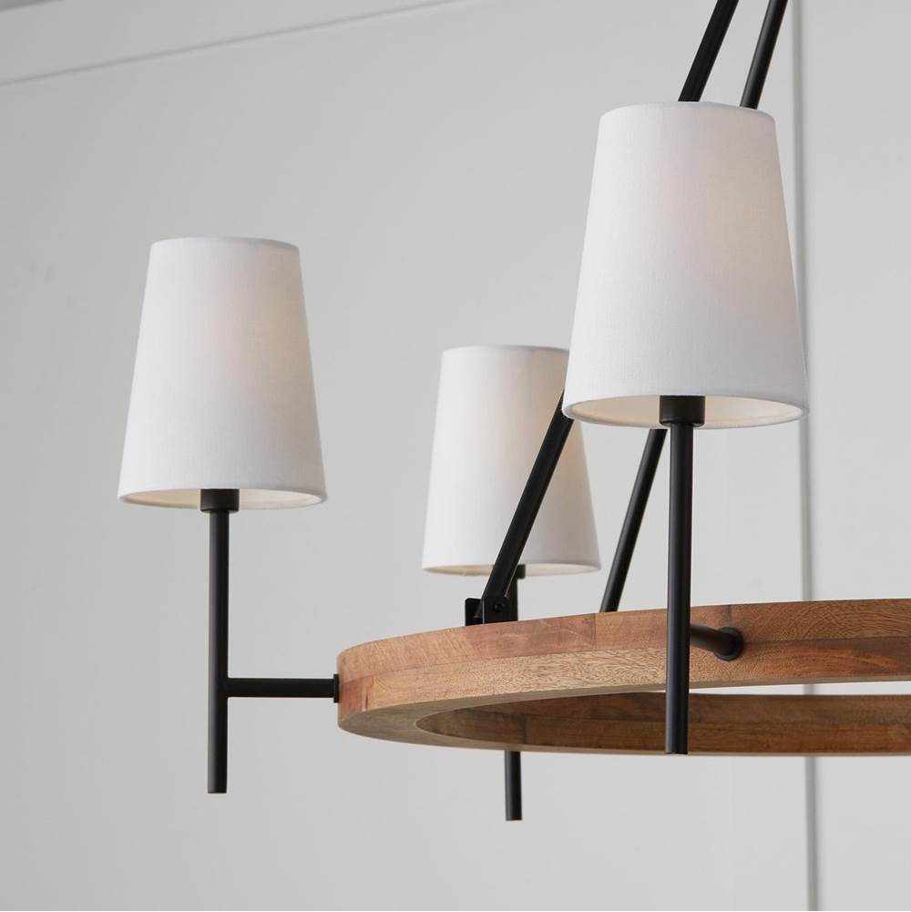 Capital Lighting 450861WK-709 Light Wood,Matte Black 42''w X 35''h 6-light Chandelier In Matte Black And Mango Wood With Removable White Fabric Shades Image 5