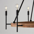 Capital Lighting 450861WK-709 Light Wood,Matte Black 42''w X 35''h 6-light Chandelier In Matte Black And Mango Wood With Removable White Fabric Shades Image 4