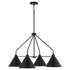 Capital Lighting 451341MB Matte Black 32.50''w X 20''h 4-light Modern Metal Chandelier In Matte Black With White Interior Image 1