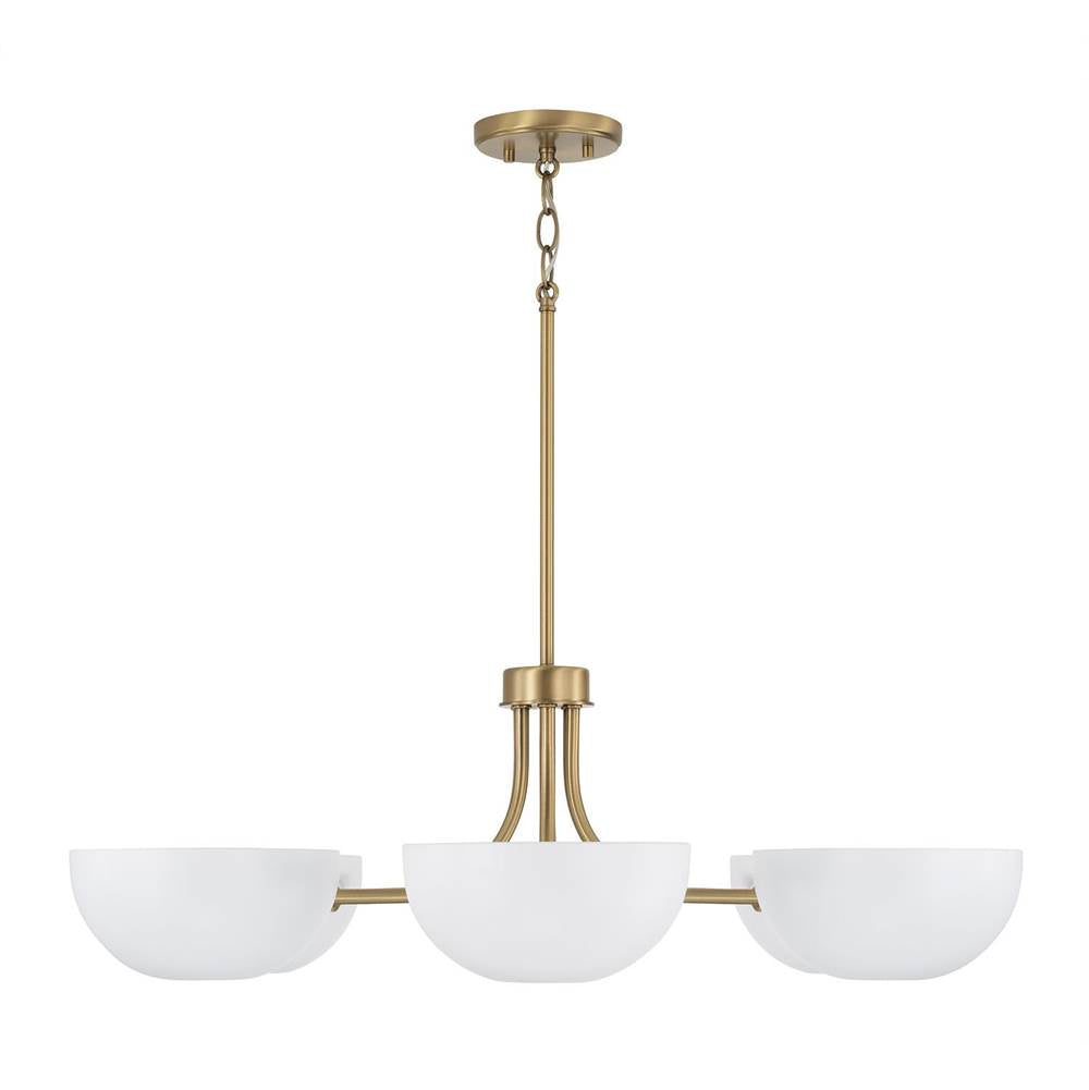 Capital Lighting 451461AW Aged Brass,White 34''w X 10.25''h 6-light Chandelier In Aged Brass And White Image 2