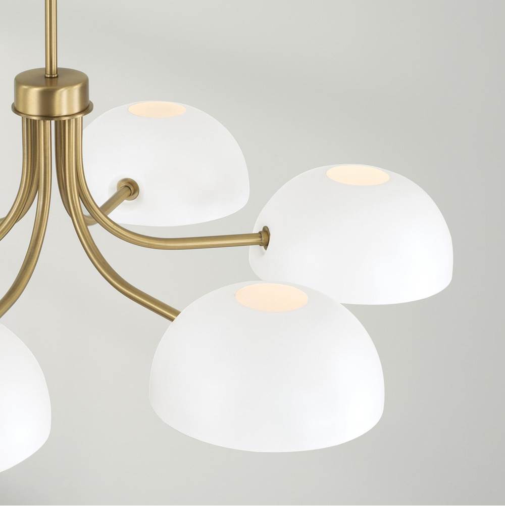 Capital Lighting 451461AW Aged Brass,White 34''w X 10.25''h 6-light Chandelier In Aged Brass And White Image 4