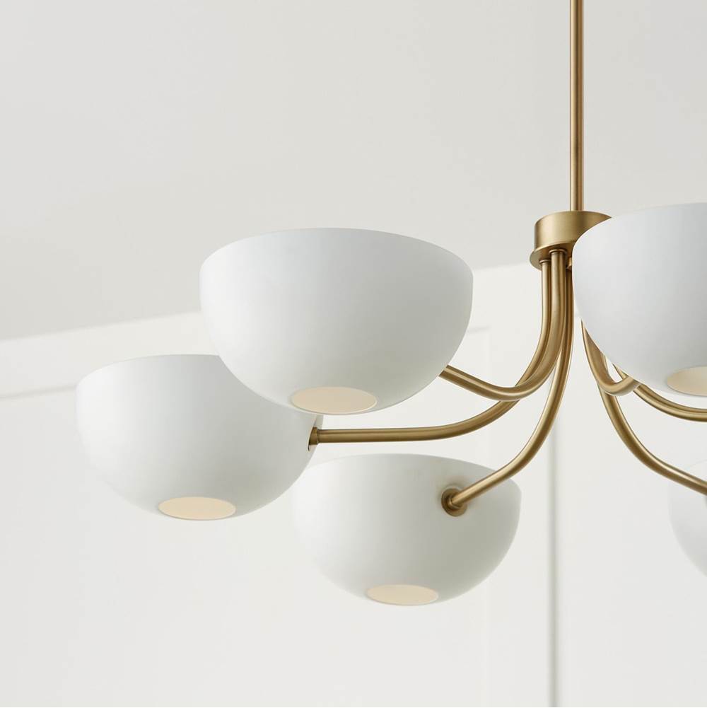 Capital Lighting 451461AW Aged Brass,White 34''w X 10.25''h 6-light Chandelier In Aged Brass And White Image 8
