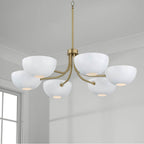Capital Lighting 451461AW Aged Brass,White 34''w X 10.25''h 6-light Chandelier In Aged Brass And White Image 5