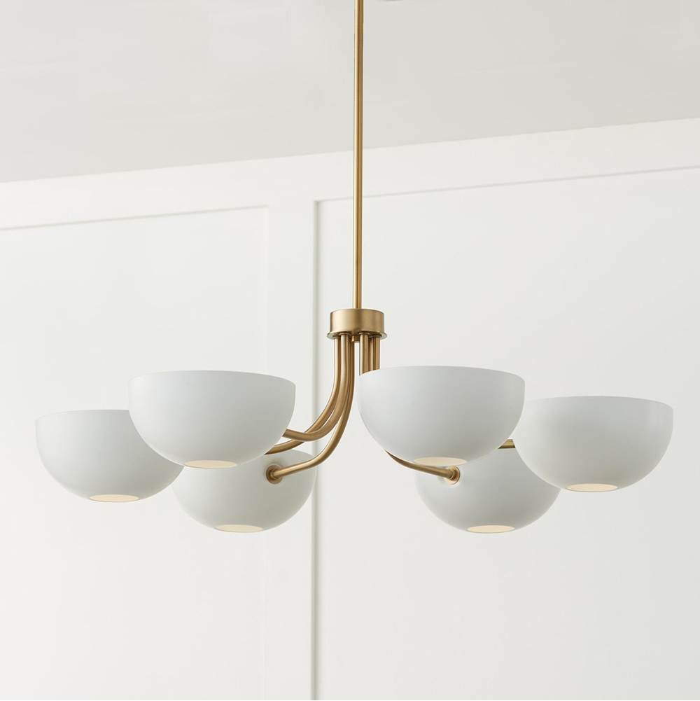 Capital Lighting 451461AW Aged Brass,White 34''w X 10.25''h 6-light Chandelier In Aged Brass And White Image 9