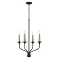 Capital Lighting 451541MB Matte Black 21.50''w X 30.50''h 4-light Chandelier In Matte Black With Interchangeable Faux Wood Or Matte Black Candle Sleeves Image 1