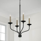 Capital Lighting 451541MB Matte Black 21.50''w X 30.50''h 4-light Chandelier In Matte Black With Interchangeable Faux Wood Or Matte Black Candle Sleeves Image 4