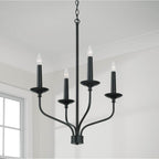 Capital Lighting Wilder 21.50''w X 30.50''h 4-light Chandelier In Matte Black With Interchangeable Faux Wood Or Matte Black Candle Sleeves