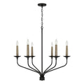 Capital Lighting 451561MB Matte Black 32''w X 30.50''h 6-light Chandelier In Matte Black With Interchangeable Faux Wood Or Matte Black Candle Sleeves Image 1