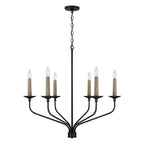 Capital Lighting 451561MB Matte Black 32''w X 30.50''h 6-light Chandelier In Matte Black With Interchangeable Faux Wood Or Matte Black Candle Sleeves Image 1