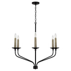 Capital Lighting 451561MB Matte Black 32''w X 30.50''h 6-light Chandelier In Matte Black With Interchangeable Faux Wood Or Matte Black Candle Sleeves Image 3