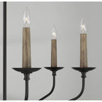 Capital Lighting 451561MB Matte Black 32''w X 30.50''h 6-light Chandelier In Matte Black With Interchangeable Faux Wood Or Matte Black Candle Sleeves Image 5