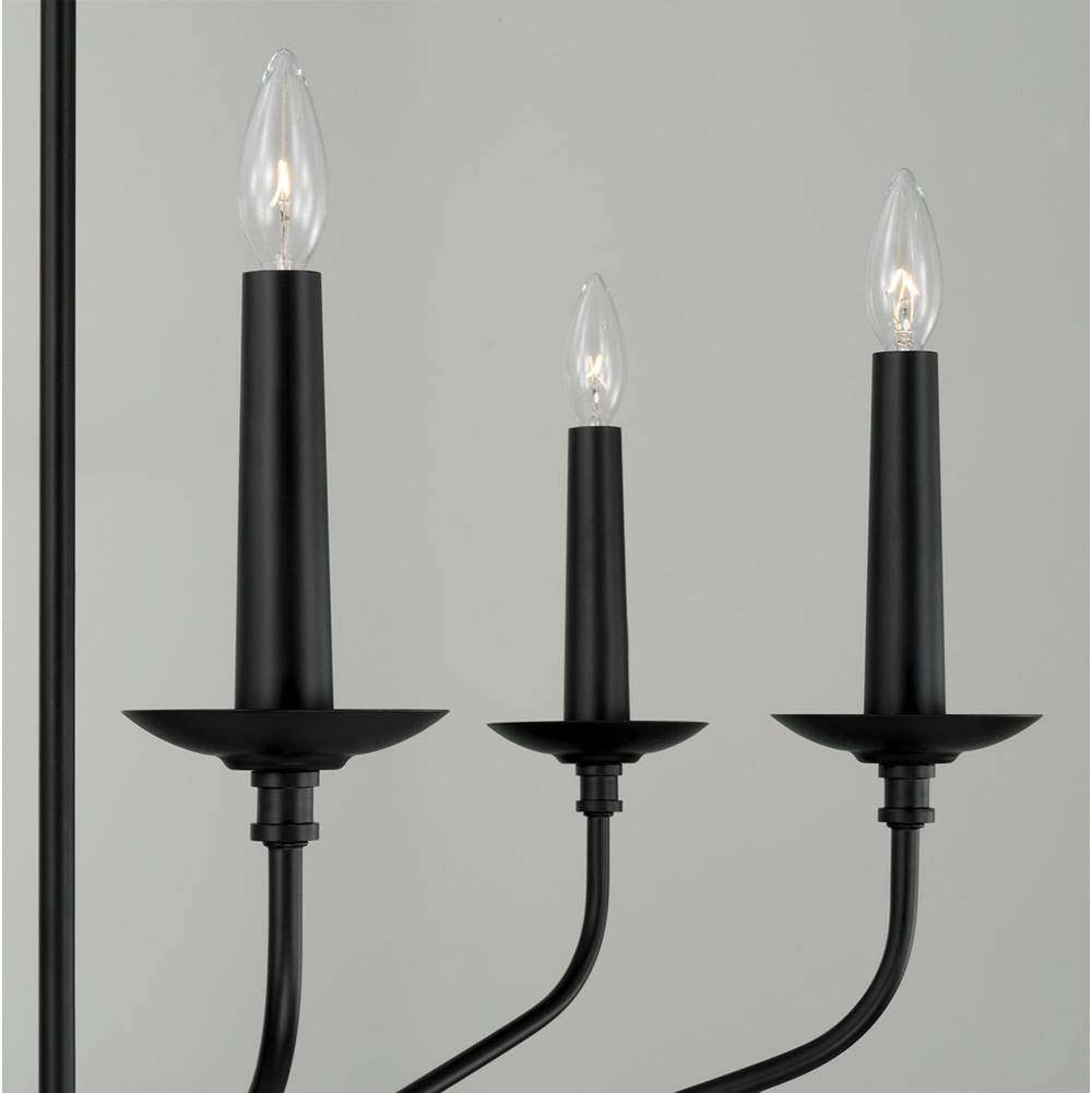 Capital Lighting 451561MB Matte Black 32''w X 30.50''h 6-light Chandelier In Matte Black With Interchangeable Faux Wood Or Matte Black Candle Sleeves Image 4