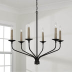 Capital Lighting 451561MB Matte Black 32''w X 30.50''h 6-light Chandelier In Matte Black With Interchangeable Faux Wood Or Matte Black Candle Sleeves Image 7