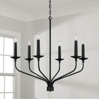 Capital Lighting 451561MB Matte Black 32''w X 30.50''h 6-light Chandelier In Matte Black With Interchangeable Faux Wood Or Matte Black Candle Sleeves Image 6