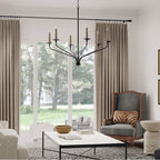 Capital Lighting Wilder 32''w X 30.50''h 6-light Chandelier In Matte Black With Interchangeable Faux Wood Or Matte Black Candle Sleeves