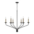 Capital Lighting 451562MB Matte Black 41''w X 35''h 6-light Chandelier In Matte Black With Interchangeable Faux Wood Or Matte Black Candle Sleeves Image 1