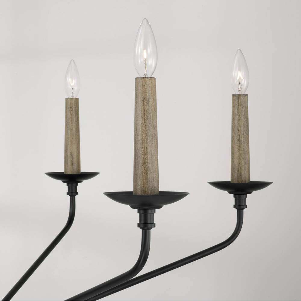 Capital Lighting 451562MB Matte Black 41''w X 35''h 6-light Chandelier In Matte Black With Interchangeable Faux Wood Or Matte Black Candle Sleeves Image 6