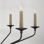 Capital Lighting 451562MB Matte Black 41''w X 35''h 6-light Chandelier In Matte Black With Interchangeable Faux Wood Or Matte Black Candle Sleeves Image 6