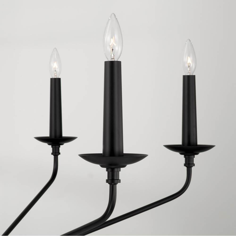 Capital Lighting 451562MB Matte Black 41''w X 35''h 6-light Chandelier In Matte Black With Interchangeable Faux Wood Or Matte Black Candle Sleeves Image 3