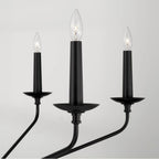 Capital Lighting 451562MB Matte Black 41''w X 35''h 6-light Chandelier In Matte Black With Interchangeable Faux Wood Or Matte Black Candle Sleeves Image 3
