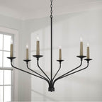 Capital Lighting 451562MB Matte Black 41''w X 35''h 6-light Chandelier In Matte Black With Interchangeable Faux Wood Or Matte Black Candle Sleeves Image 4
