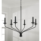 Capital Lighting Wilder 41''w X 35''h 6-light Chandelier In Matte Black With Interchangeable Faux Wood Or Matte Black Candle Sleeves