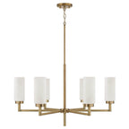 Capital Lighting 451761AD Aged Brass 31''w X 18.25''h 6-light Cylindrical Chandelier In Aged Brass With Faux Alabaster Glass Image 1