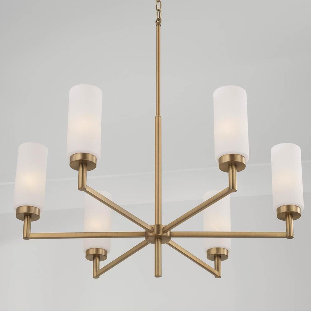 Capital Lighting 451761AD Aged Brass 31''w X 18.25''h 6-light Cylindrical Chandelier In Aged Brass With Faux Alabaster Glass Image 5