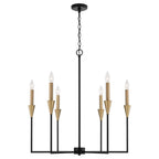 Capital Lighting 451961AB Aged Brass,Black 29''w X 30.50''h 6-light Chandelier In Black And Aged Brass With Interchangeable White Or Aged Brass Candle Sleeves Image 1
