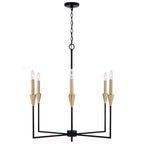 Capital Lighting 451961AB Aged Brass,Black 29''w X 30.50''h 6-light Chandelier In Black And Aged Brass With Interchangeable White Or Aged Brass Candle Sleeves Image 4