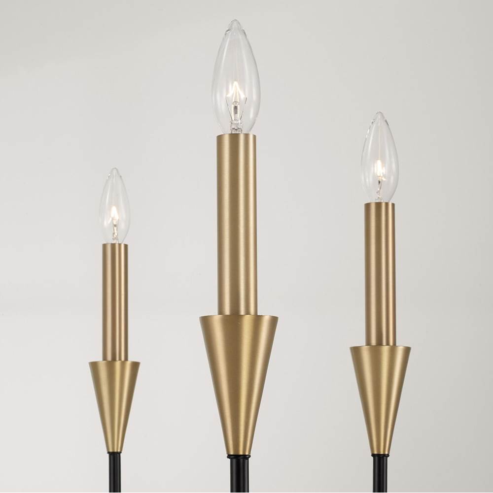 Capital Lighting 451961AB Aged Brass,Black 29''w X 30.50''h 6-light Chandelier In Black And Aged Brass With Interchangeable White Or Aged Brass Candle Sleeves Image 5