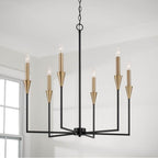 Capital Lighting Avant 29''w X 30.50''h 6-light Chandelier In Black And Aged Brass With Interchangeable White Or Aged Brass Candle Sleeves