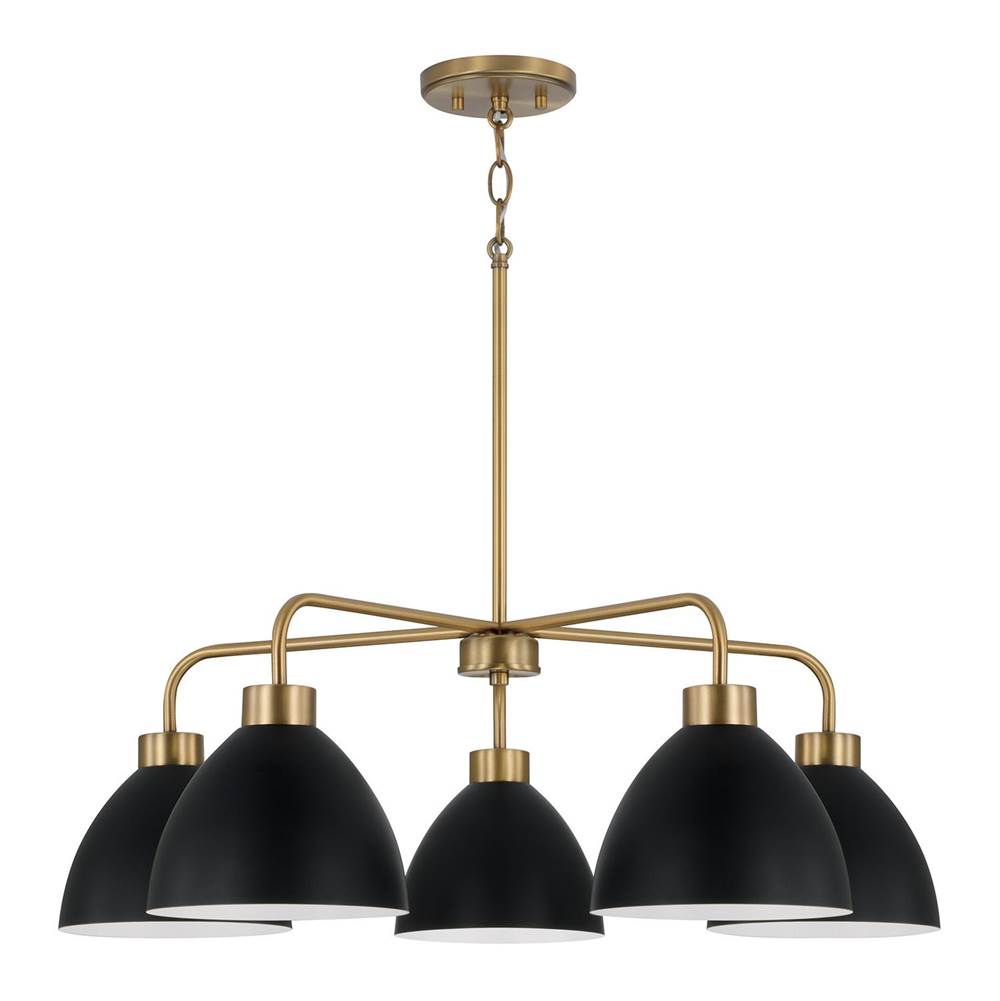 Capital Lighting 452051AB Aged Brass,Black 30''w X 9.50''h 5-light Chandelier In Aged Brass And Black Image 1