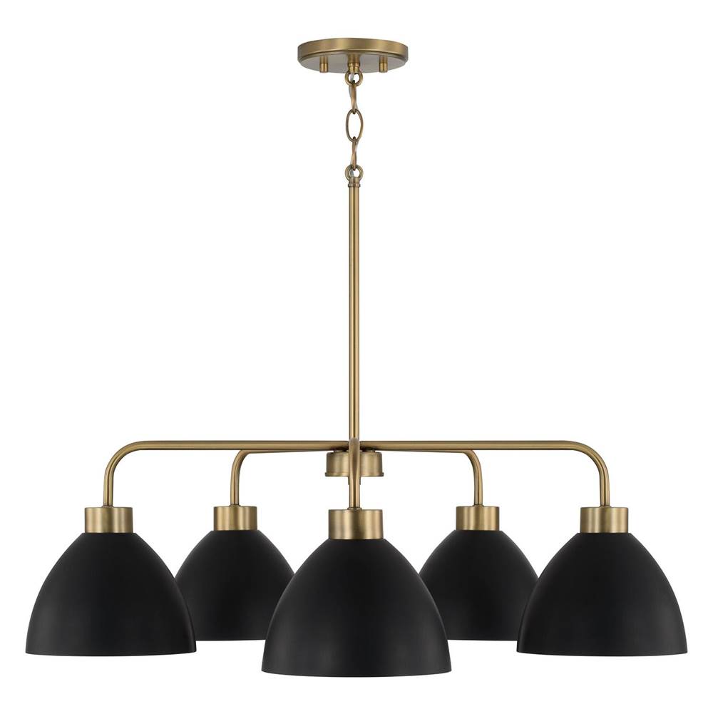 Capital Lighting 452051AB Aged Brass,Black 30''w X 9.50''h 5-light Chandelier In Aged Brass And Black Image 3