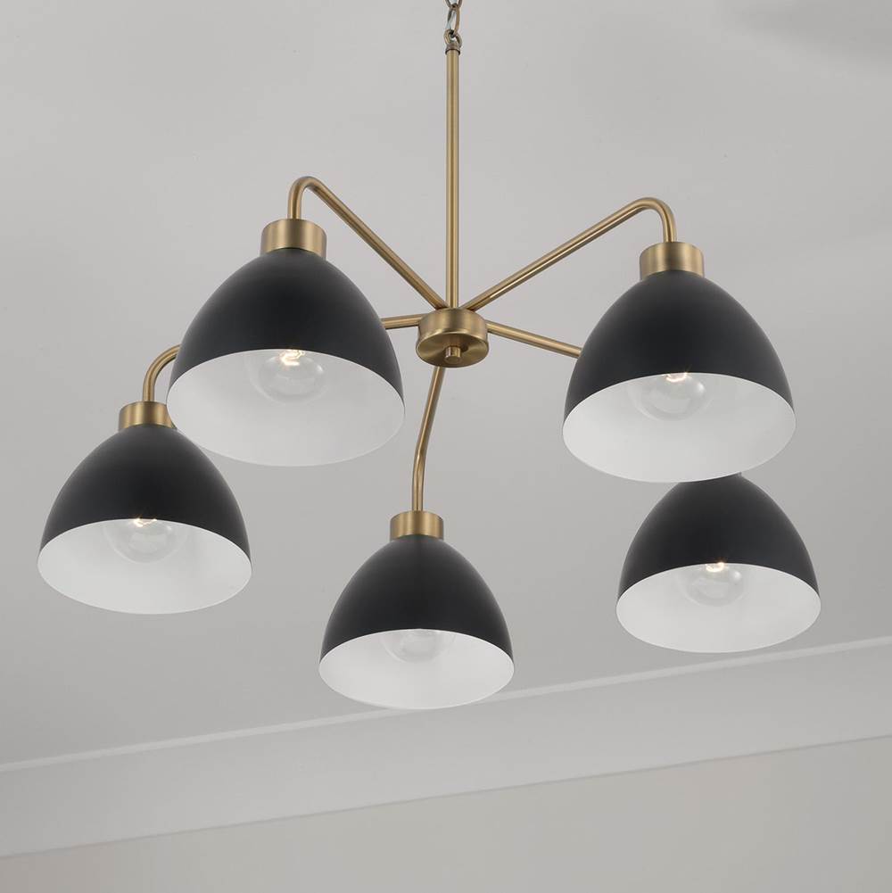 Capital Lighting 452051AB Aged Brass,Black 30''w X 9.50''h 5-light Chandelier In Aged Brass And Black Image 4