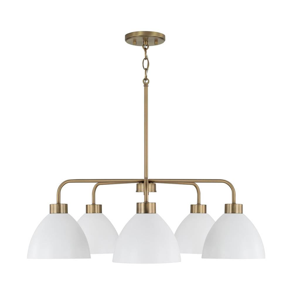 Capital Lighting 452051AW Aged Brass,White 30''w X 9.50''h 5-light Chandelier In Aged Brass And White Image 3