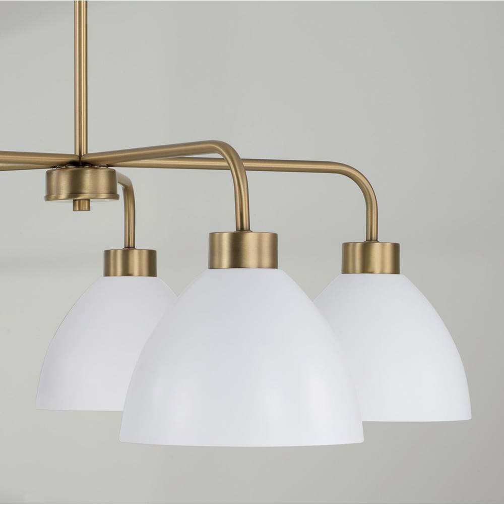 Capital Lighting 452051AW Aged Brass,White 30''w X 9.50''h 5-light Chandelier In Aged Brass And White Image 4