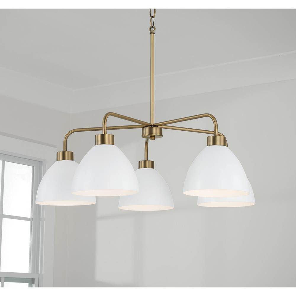 Capital Lighting Ross 30''w X 9.50''h 5-light Chandelier In Aged Brass And Black