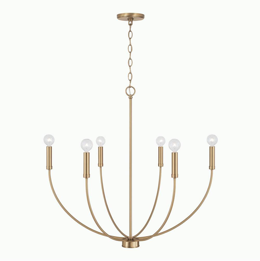 Capital Lighting 452161AD Aged Brass 30.25''w X 29.50''h 6-light Chandelier In Aged Brass Image 1