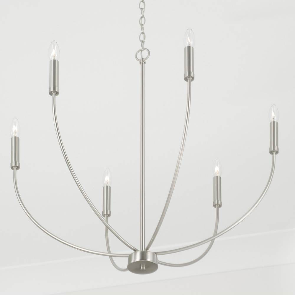 Capital Lighting 452161BN Brushed Nickel 30.25''w X 29.50''h 6-light Chandelier In Brushed Nickel Image 4