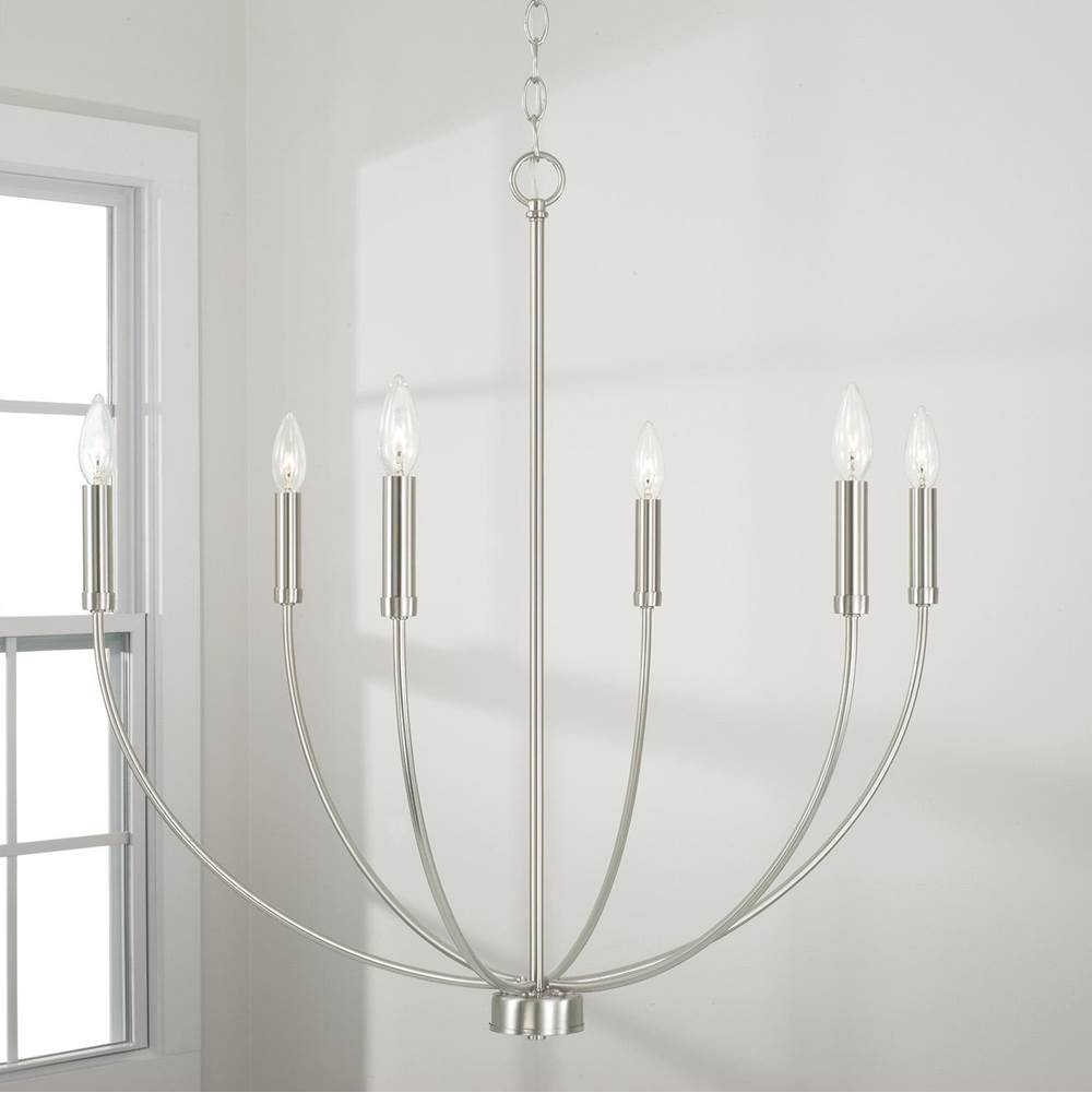 Capital Lighting Ansley 30.25''w X 29.50''h 6-light Chandelier In Aged Brass